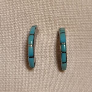 Native American Hand Crafted Turquoise Sterling Earrings